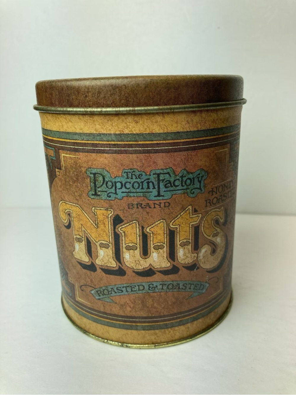The Popcorn Factory Roasted & Toasted Nuts Tin Can (Nuts Not Included) 5” X 4”